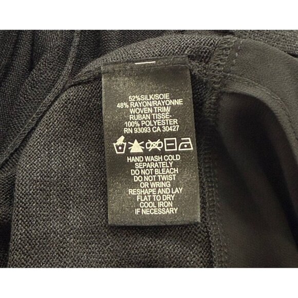 Nic+Zoe Silk Blend Open Cardigan Black Sheer Hem Long Sleeve Classic Soft Size L - Picture 6 of 7